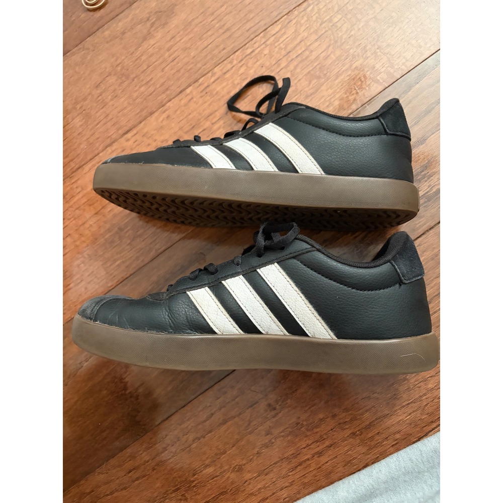 adidas Women's Black Sneakers with White Stripes